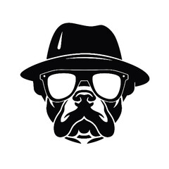 Image the portrait of a bulldog in the glasses. Vector illustration