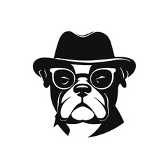 Image the portrait of a bulldog in the glasses. Vector illustration