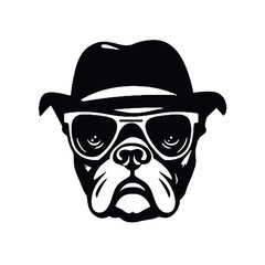 Image the portrait of a bulldog in the glasses. Vector illustration