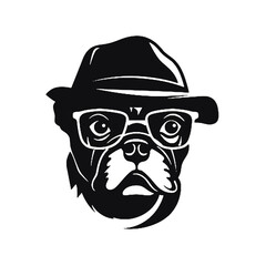 Image the portrait of a bulldog in the glasses. Vector illustration