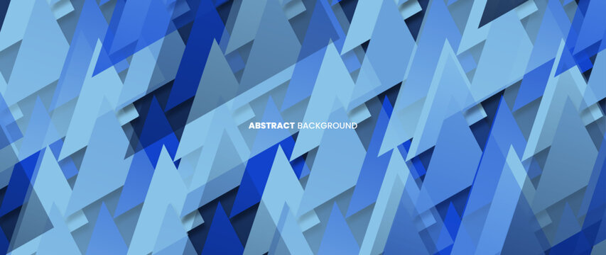 Abstract background with a pattern of consecutively arranged triangles in a graduating blue color.
