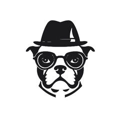 Image the portrait of a bulldog in the glasses. Vector illustration