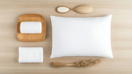 Fototapeta premium Cozy Organic Bedding Arrangement with Accessories