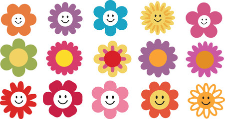 Flower icon set  vector  illustration art on a white background 