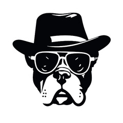 Image the portrait of a bulldog in the glasses. Vector illustration