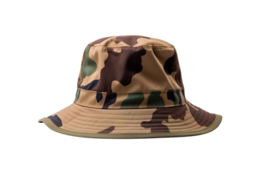 Army look bucket hat isolated on transparent background