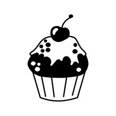 Cupcake icon vector. Cake illustration sign. Sweet symbol or logo.