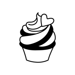 Cupcake icon vector. Cake illustration sign. Sweet symbol or logo.
