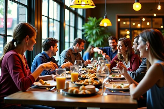 Group of people enjoying a meal together