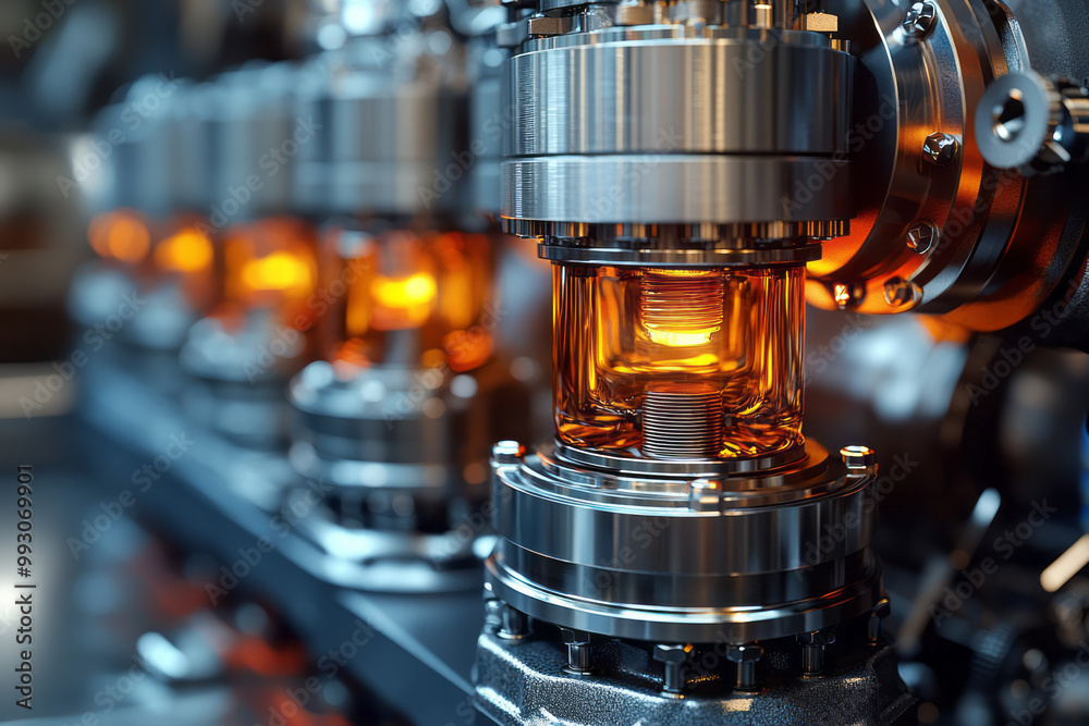 Aufkleber A close-up view of a high-performance engine with pistons and connecting rods in motion,