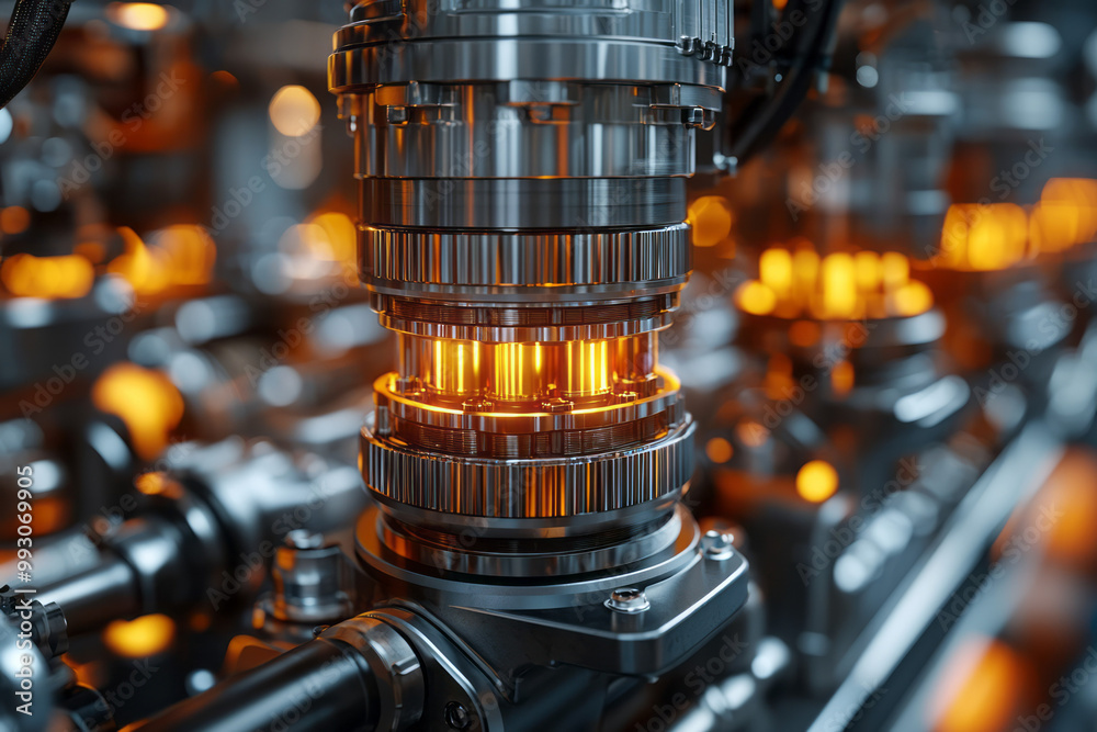 Poster A close-up view of a high-performance engine with pistons and connecting rods in motion,