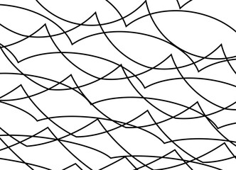 Abstract vector background. Waves of thin black lines on a white background. Modern pattern. Sea, water.