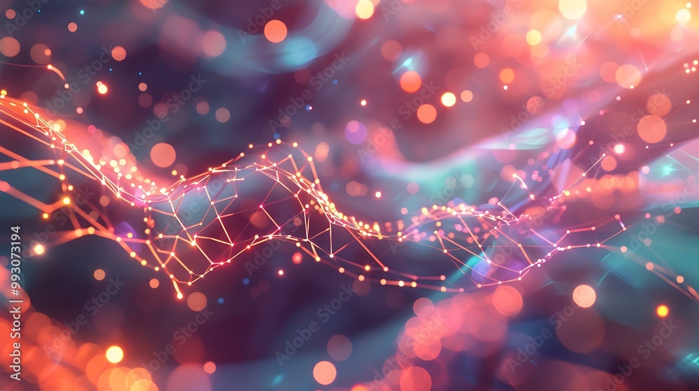 Poster visualization of artificial intelligence and big data analytics, featuring neural pathways and digit