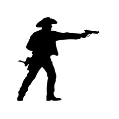 Cowboy with guns -   Vector illustration.