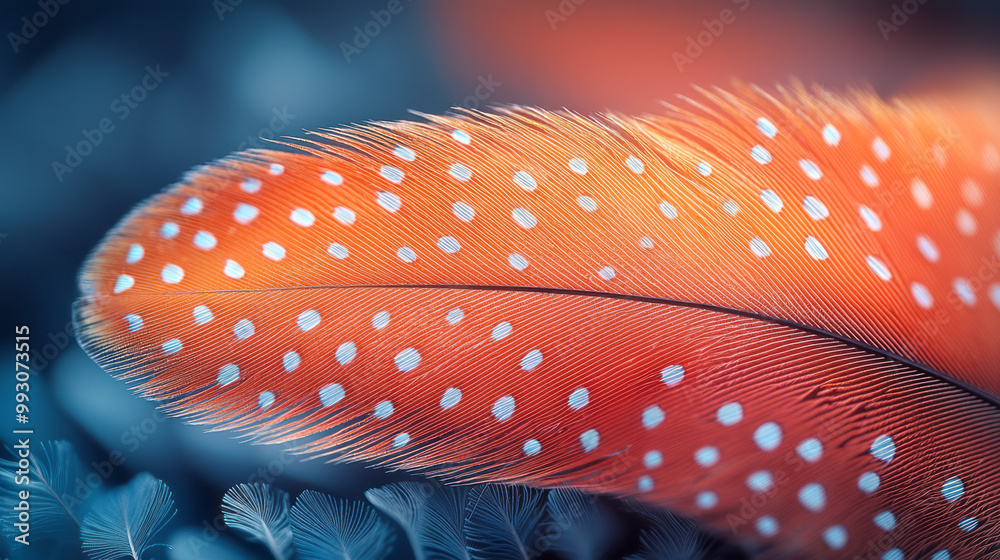Aufkleber A macro shot of a single feather with intricate patterns and vibrant colors,