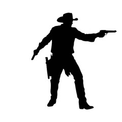 Cowboy with guns -   Vector illustration.