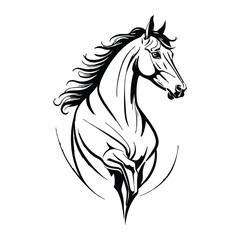 horse , Minimalist and Simple Silhouette - Vector illustration white background