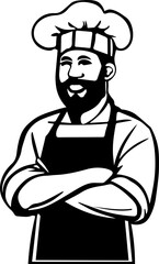 Vector Illustration Black and White Chef 