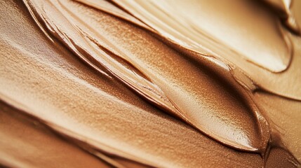 Gracefully swirling liquid foundation makeup in shades of beige, brown, and tan creates a luxurious and elegant background, perfect for beauty product ads