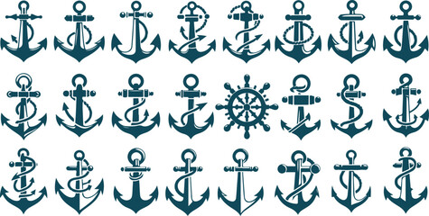 Anchors icons set. Simple set of Anchors vector icons for web design, on white background