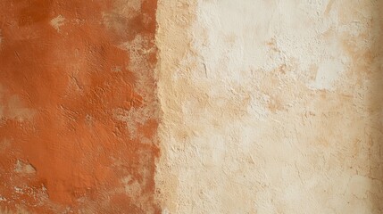 Fototapeta premium Old wall with a vintage look, cracked and weathered, adds charm to any project with its beige and brown hues