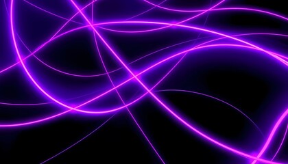 Naklejka premium Abstract Digital Art with Glowing Curved Purple and Pink Lines in Motion