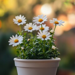 Potted White Daisy Plant