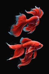 Naklejka premium a vibrant red Betta fish against a black background