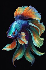 Obraz premium a Betta fish, also known as a Siamese fighting fish. The fish is depicted in a dynamic pose