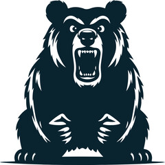 Angry bear Silhouette Vector file. on white background