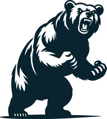Angry bear Silhouette Vector file. on white background