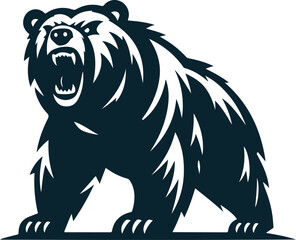 Angry bear Silhouette Vector file. on white background