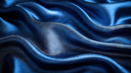 Fototapeta premium A close-up of blue fabric with wave designs on both sides in the center of the image