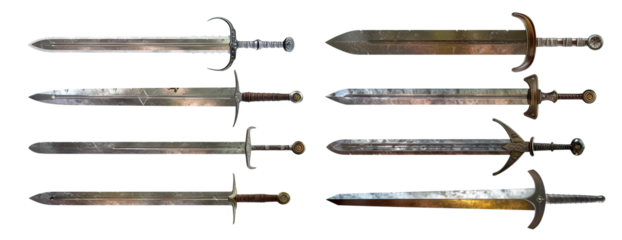 Set of medieval swords, cut out