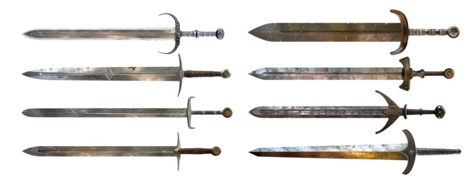 Set of medieval swords, cut out