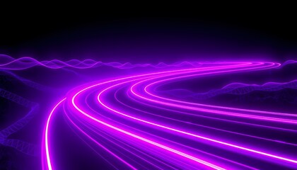 Dynamic Curved Neon Magenta and Purple Lines Flowing Through Futuristic Dark Space