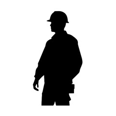 Engineer at Work Silhouette Vector Illustration Transparent Background