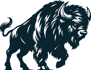 Angry bison Silhouette Vector file. on white background