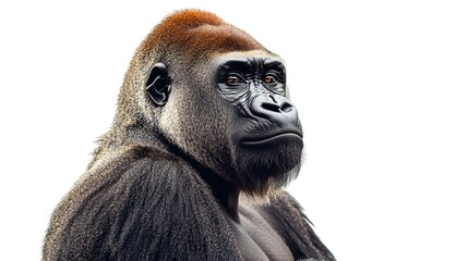 Obraz premium portrait of a gorilla isolated on a white background 