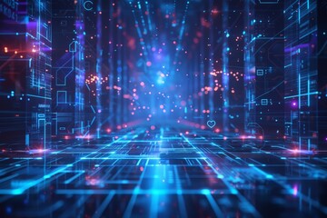 Obraz premium Futuristic Data Digital Cityscape