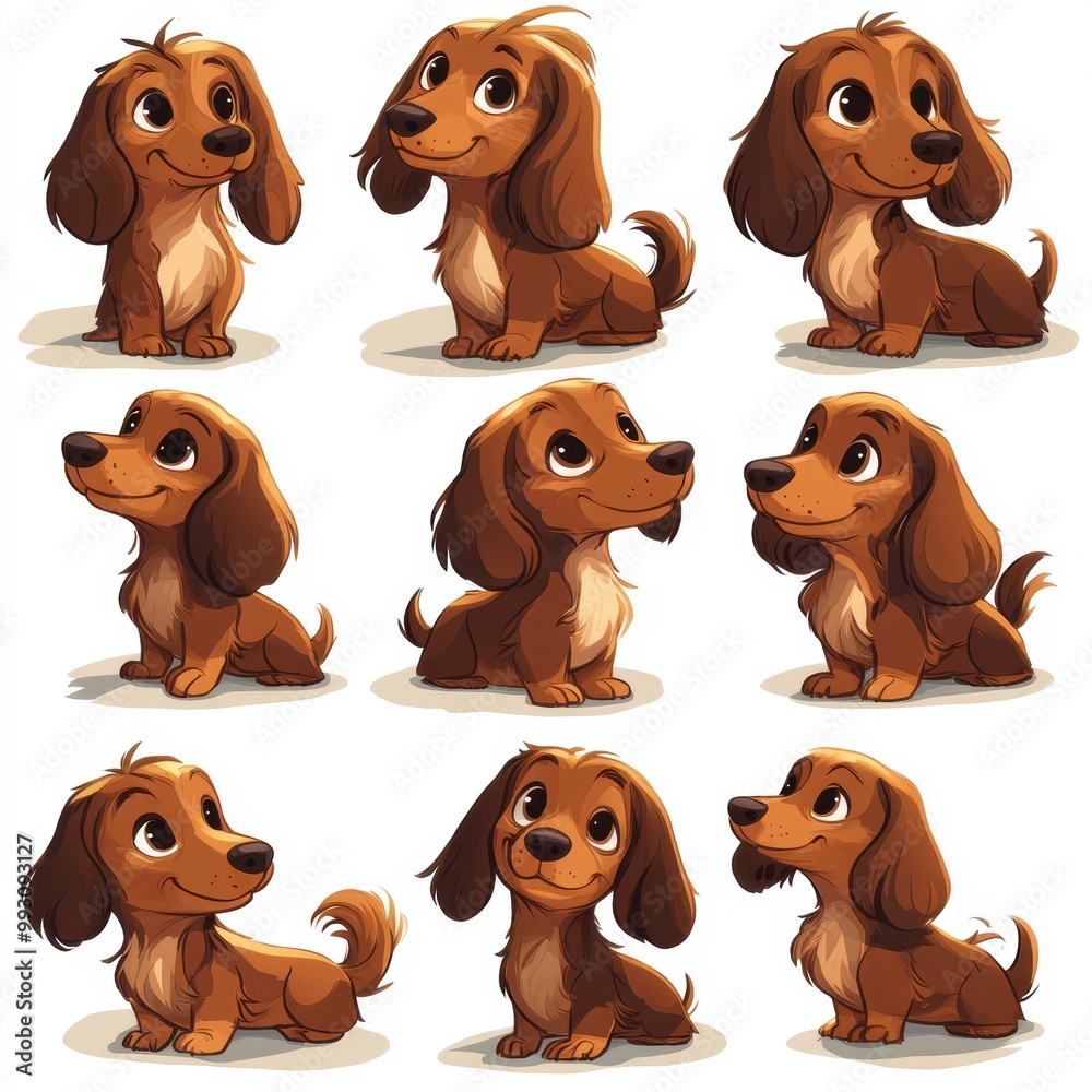 Canvas Prints cute dachshund poses.