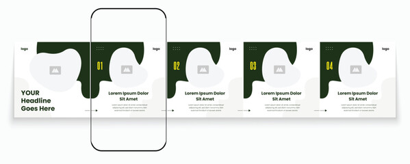 Carousel banner design with editable cellphone mockup. Cellphone carousel template post.  Marketing carousel banner template pack. Creative social media post design bundle © Tarek Digital