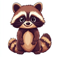 Fototapeta premium Cute Raccoon Cartoon.