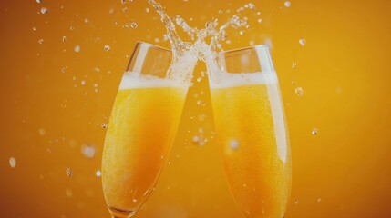 Refreshing Mimosa Drink with Orange Juice and Champagne