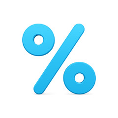 Blue percentage 3d symbol realistic vector illustration. Traditional sign sale, discount, price, cost, economy, financial offer Christmas winter seasonal promotional merchandise isolated