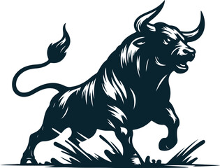 Angry bull Silhouette Vector file. on white background