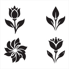 Fototapeta premium Creative Set Of Flower Outline Design