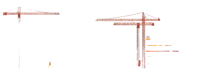 Wide banner illustration of buildings under construction in process 