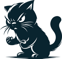 Angry Cat Silhouette Vector file. on white background
