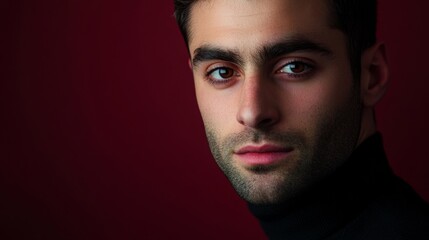 Obraz premium A man with a beard and dark hair is looking at the camera